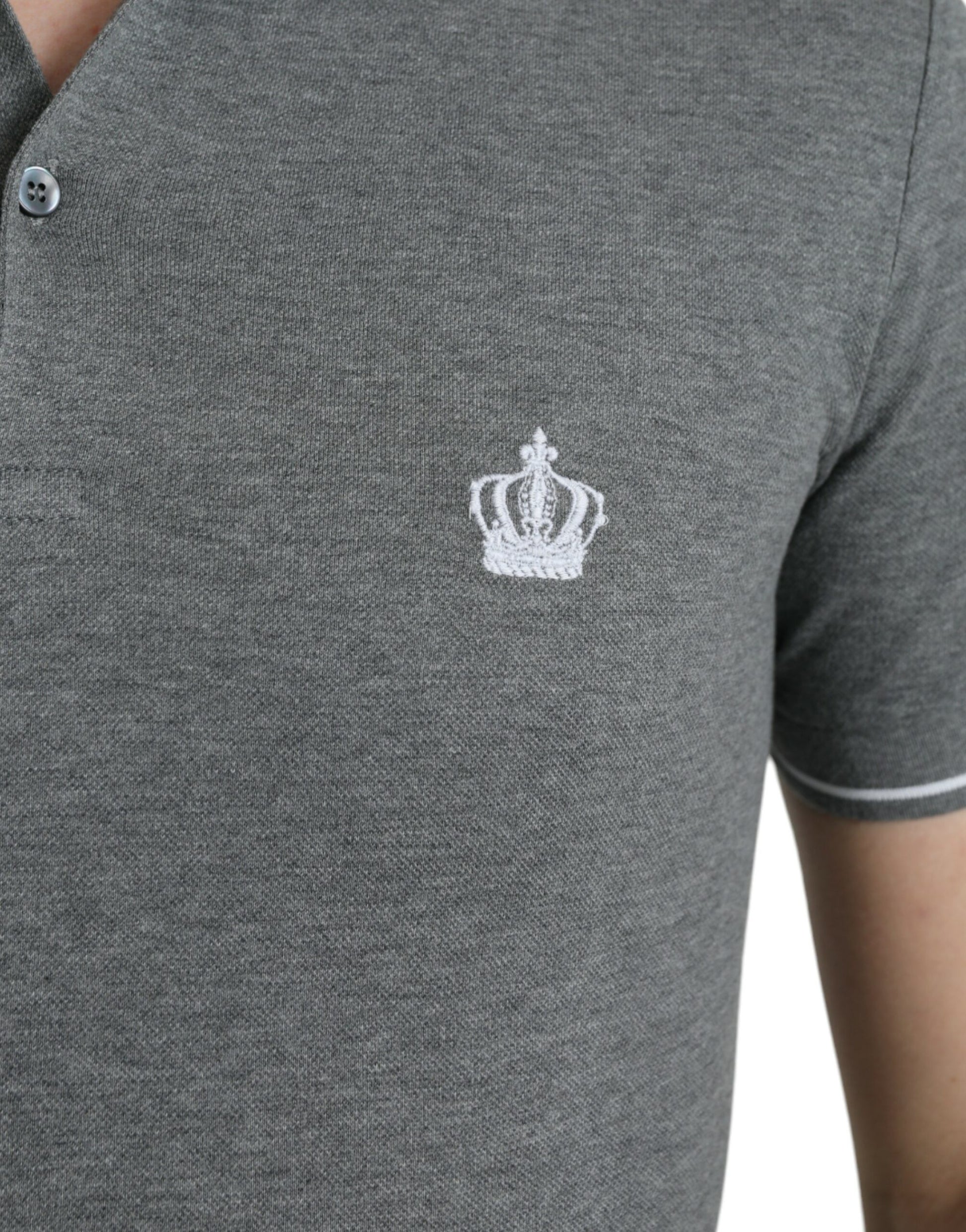 Polo shirt with embroidered crown logo on left chest