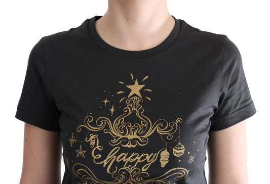 Black t-shirt with gold holiday design