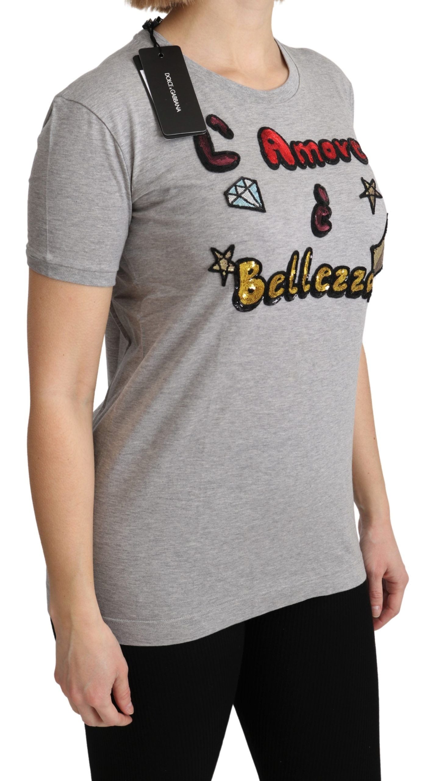 Grey t-shirt with graphic design on front