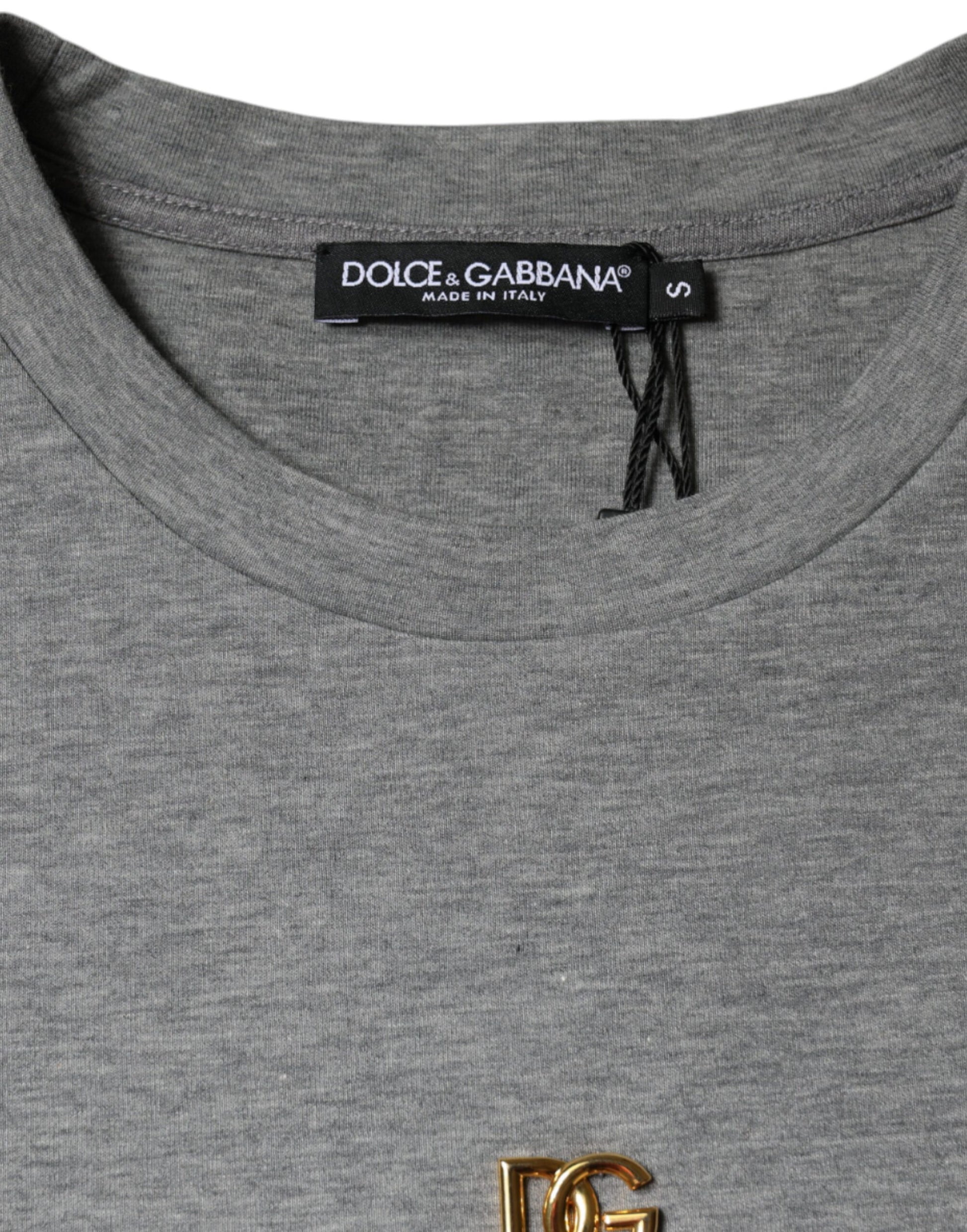Grey cotton t-shirt with logo on front