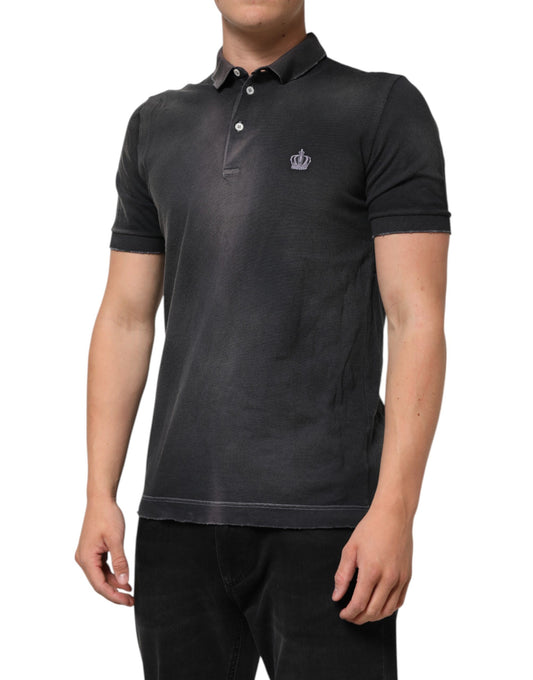 The man is wearing a polo shirt