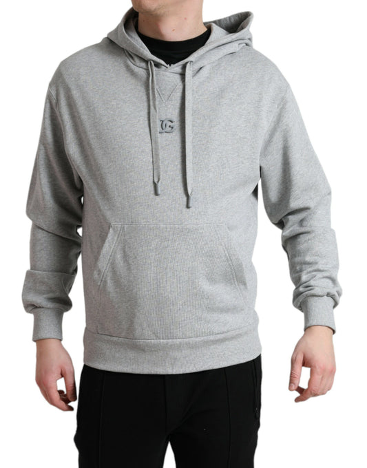 Grey hoodie with white stripes on sleeves