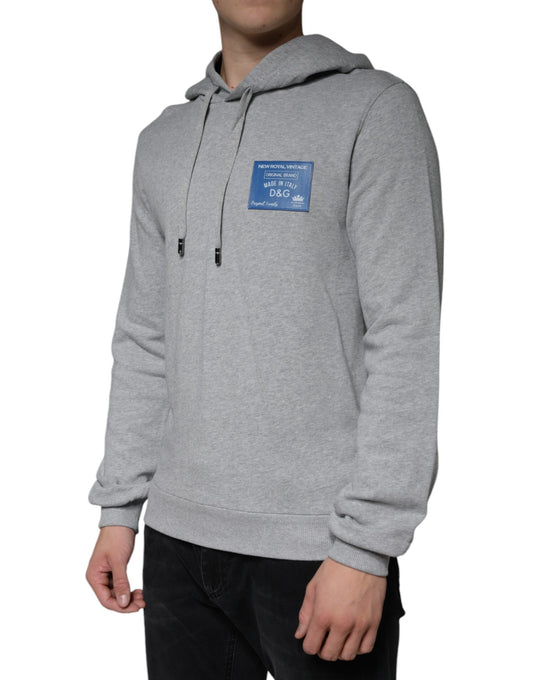 Grey hoodie with blue logo on front