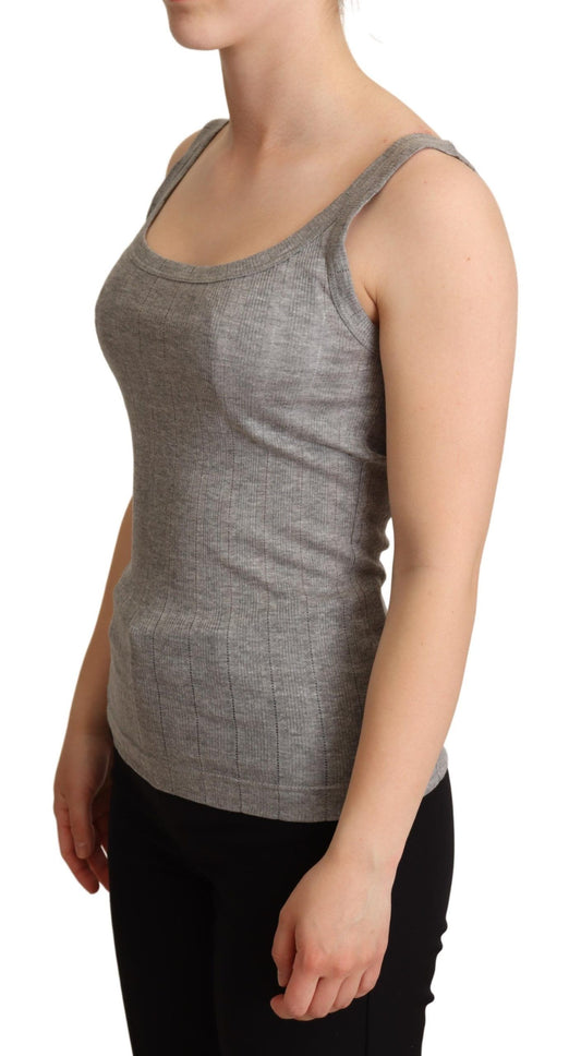 Grey tank top on woman's torso