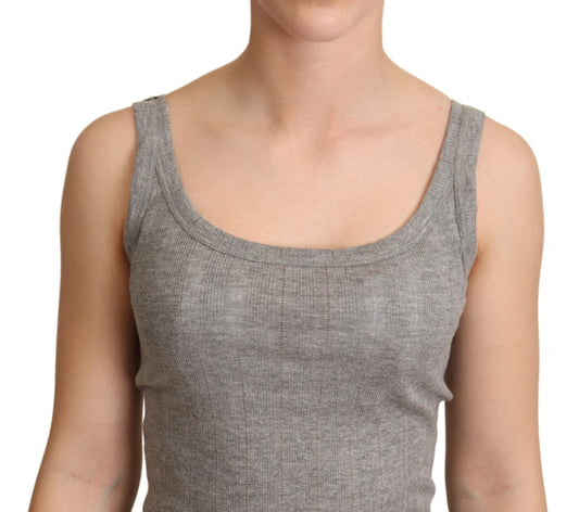 Grey tank top on woman's torso