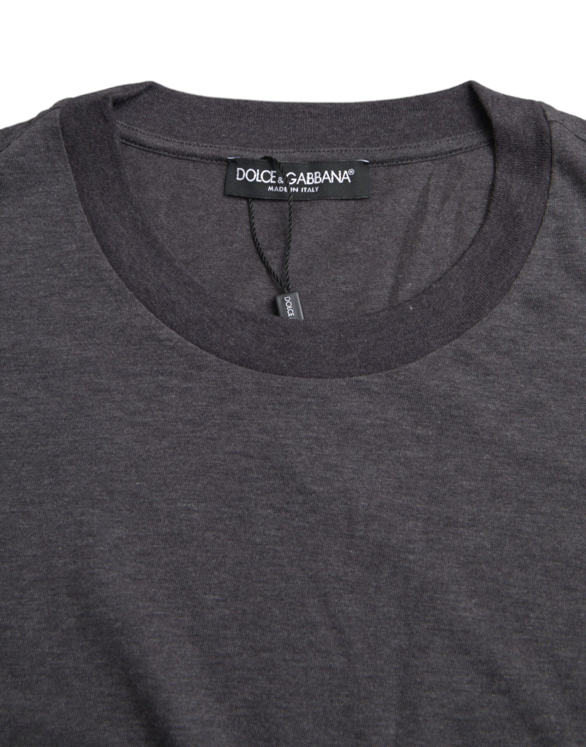 A gray cotton round neck short sleeve t-shirt by Dolce & Gabbana