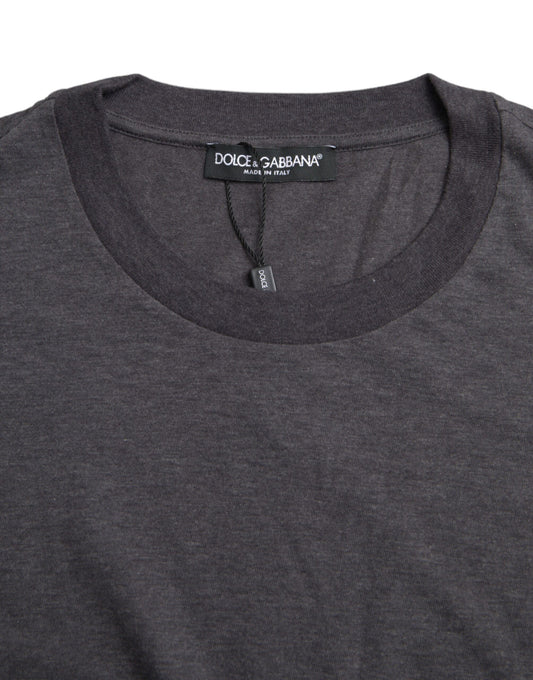 A gray cotton round neck short sleeve t-shirt by Dolce & Gabbana