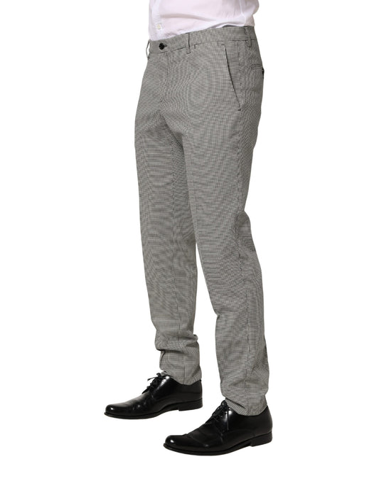 Men's gray cotton skinny dress pants with black laces