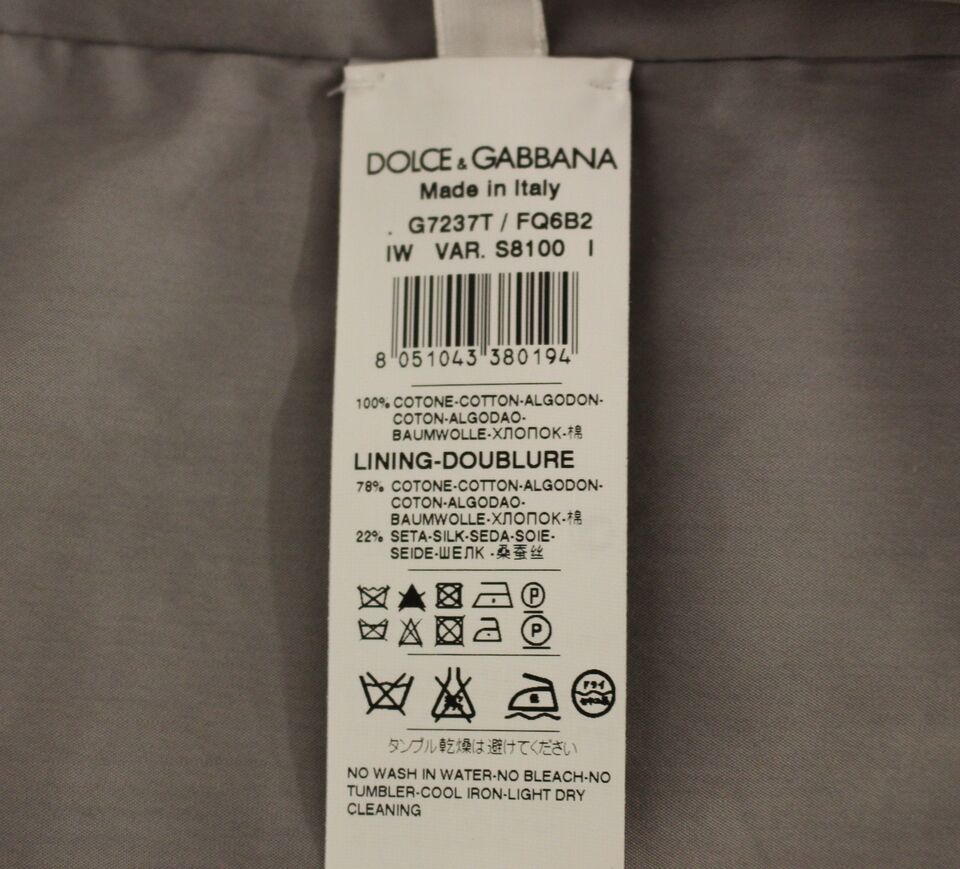 A gray cotton slim fit button front dress vest from Dolce & Gabbana