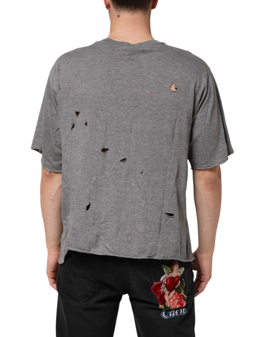 Grey t-shirt with holes in back