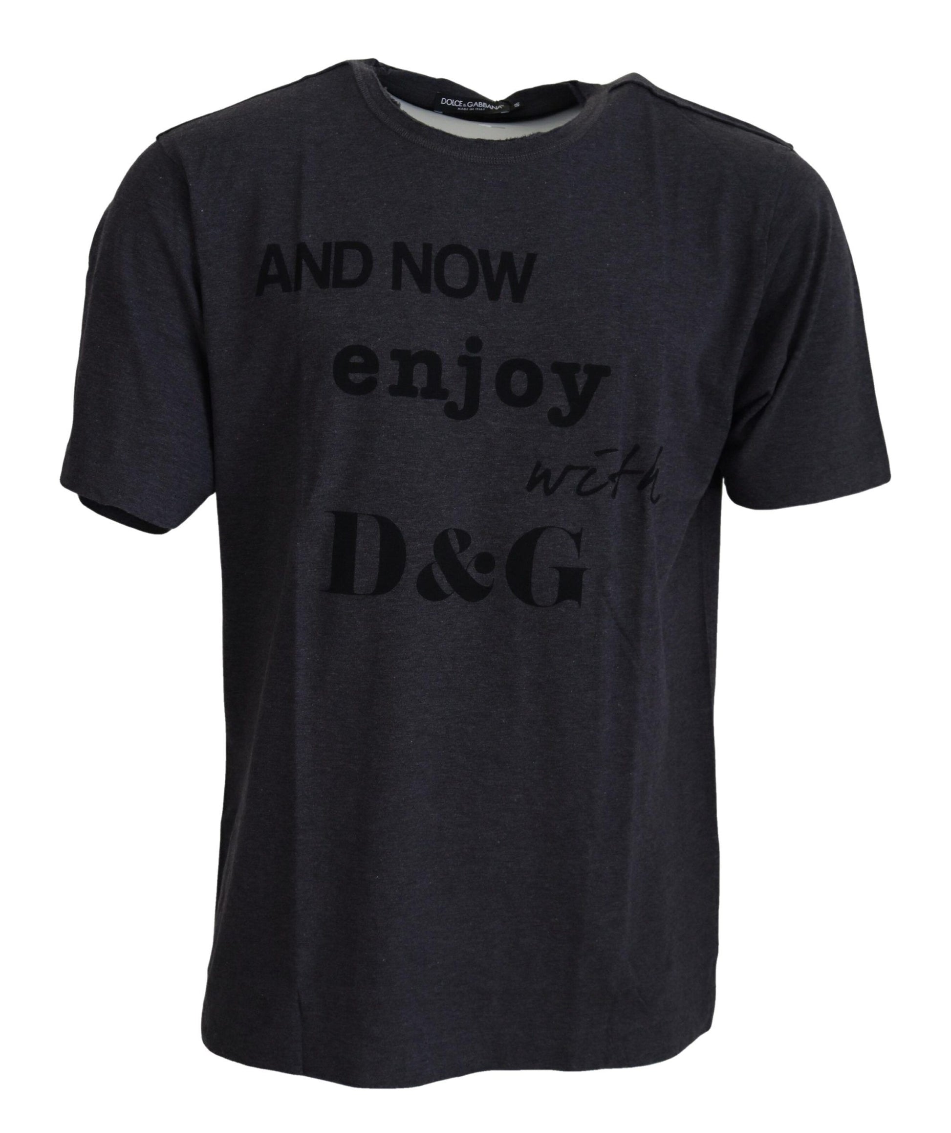 Black t-shirt with white lettering