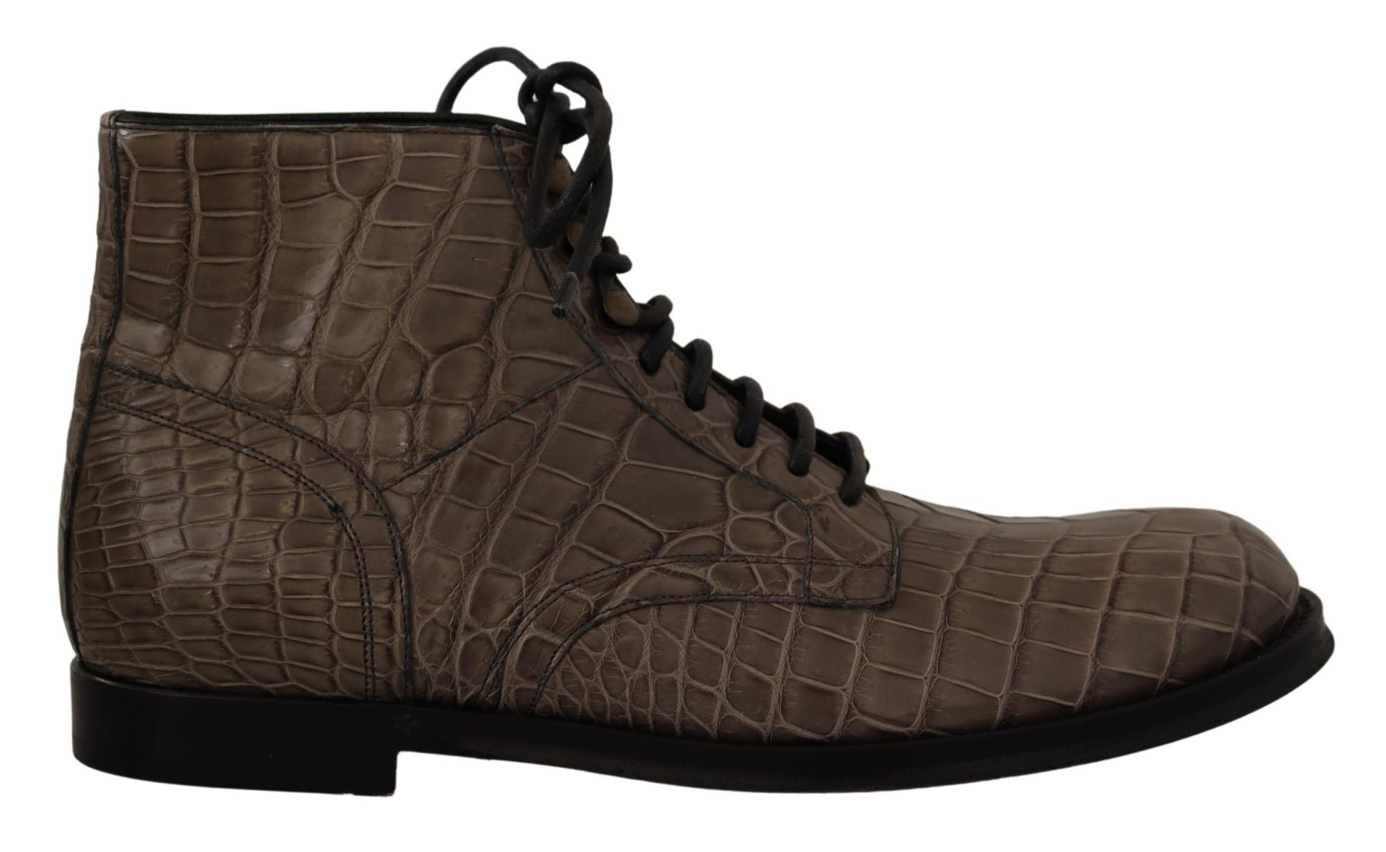 Brown leather boot with laces and a heel