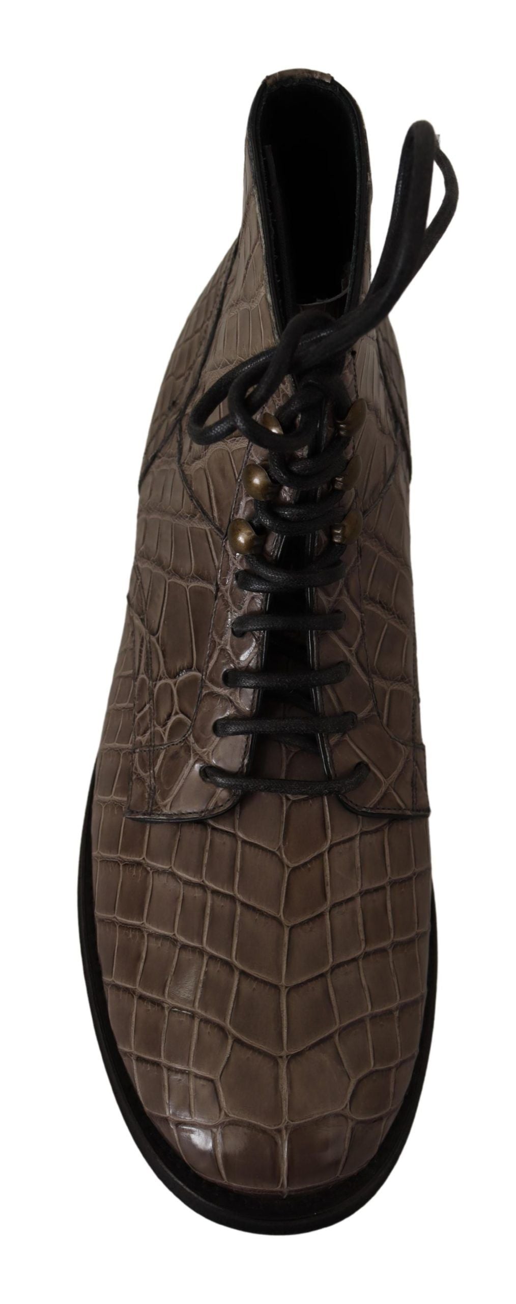 Brown leather boot with laces and a pull tab