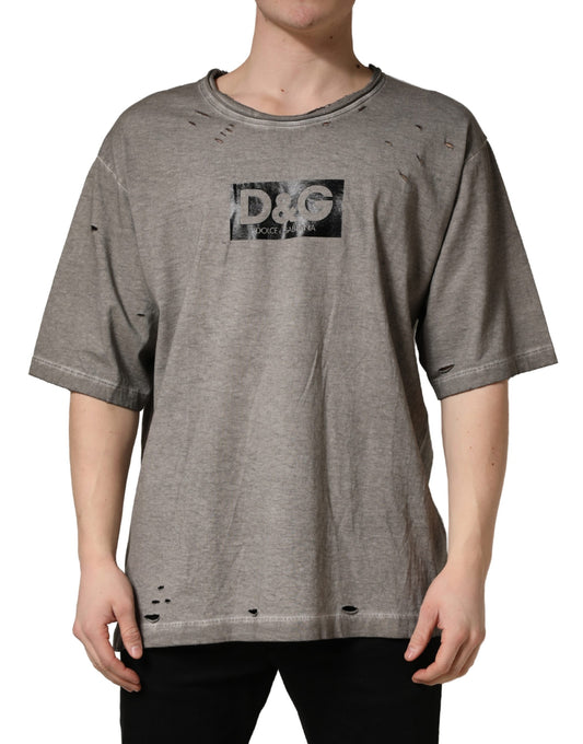 Grey t-shirt with faded logo on front
