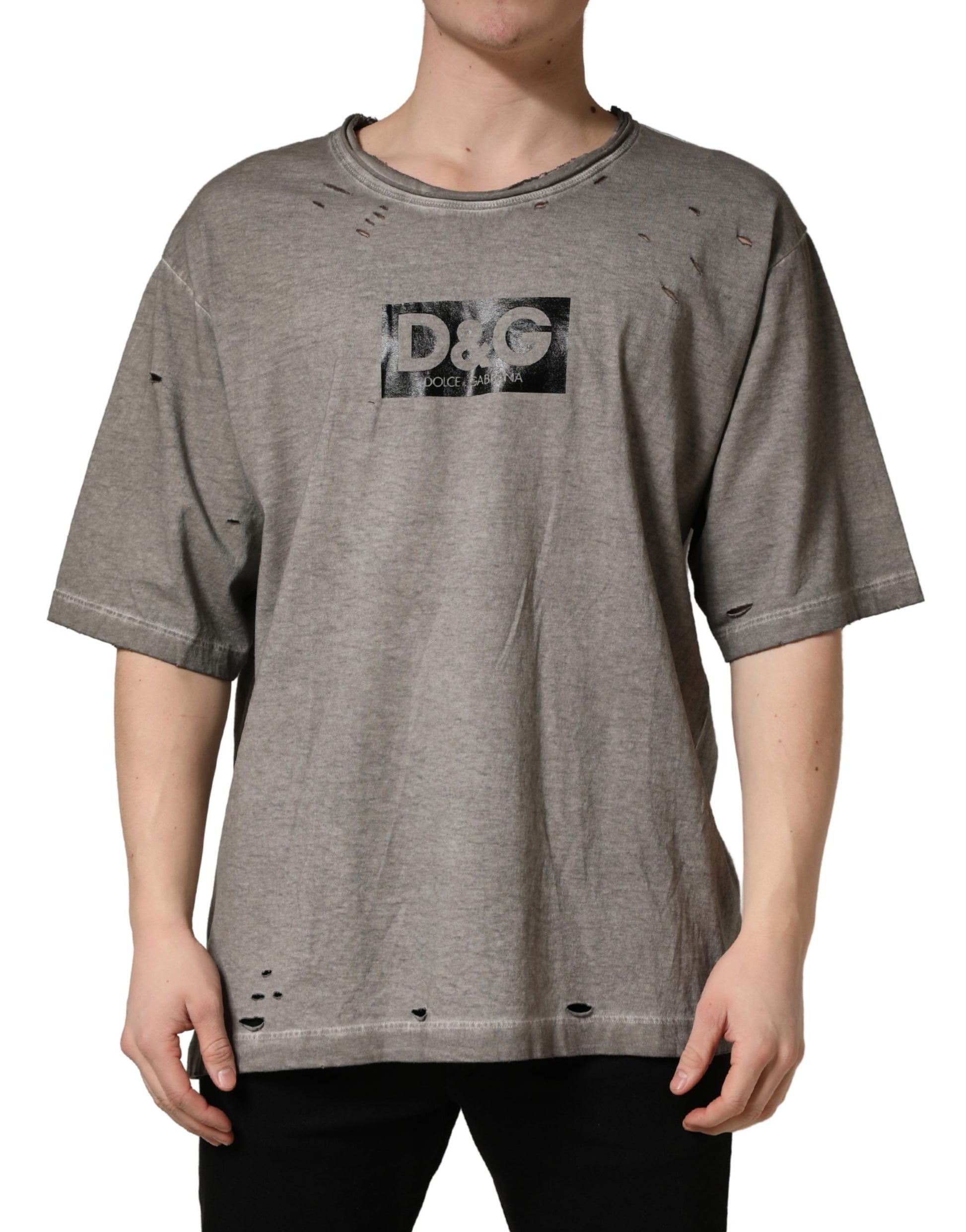 Grey t-shirt with faded logo on front
