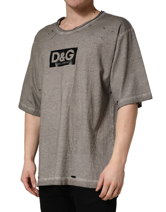 Grey t-shirt with holes in front