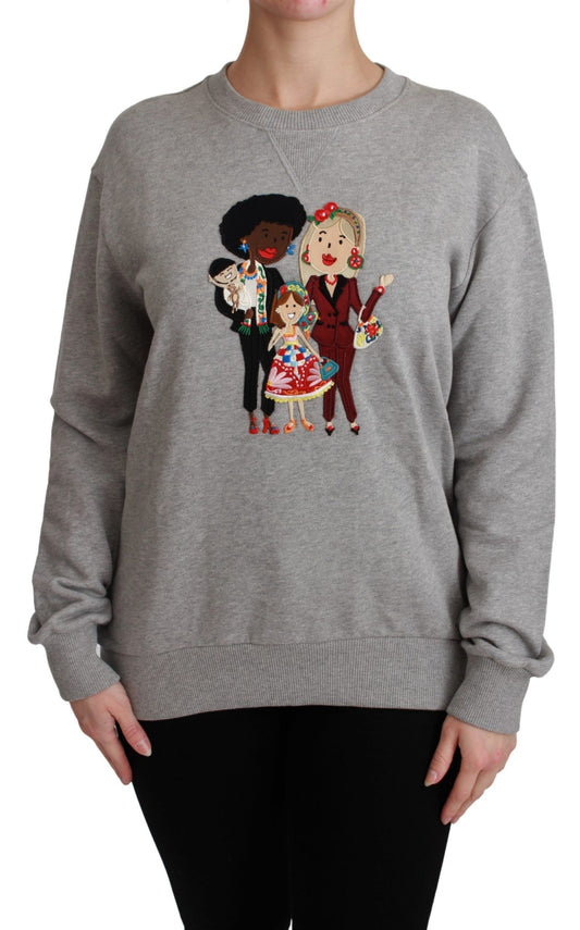 Sweater with cartoon people on front