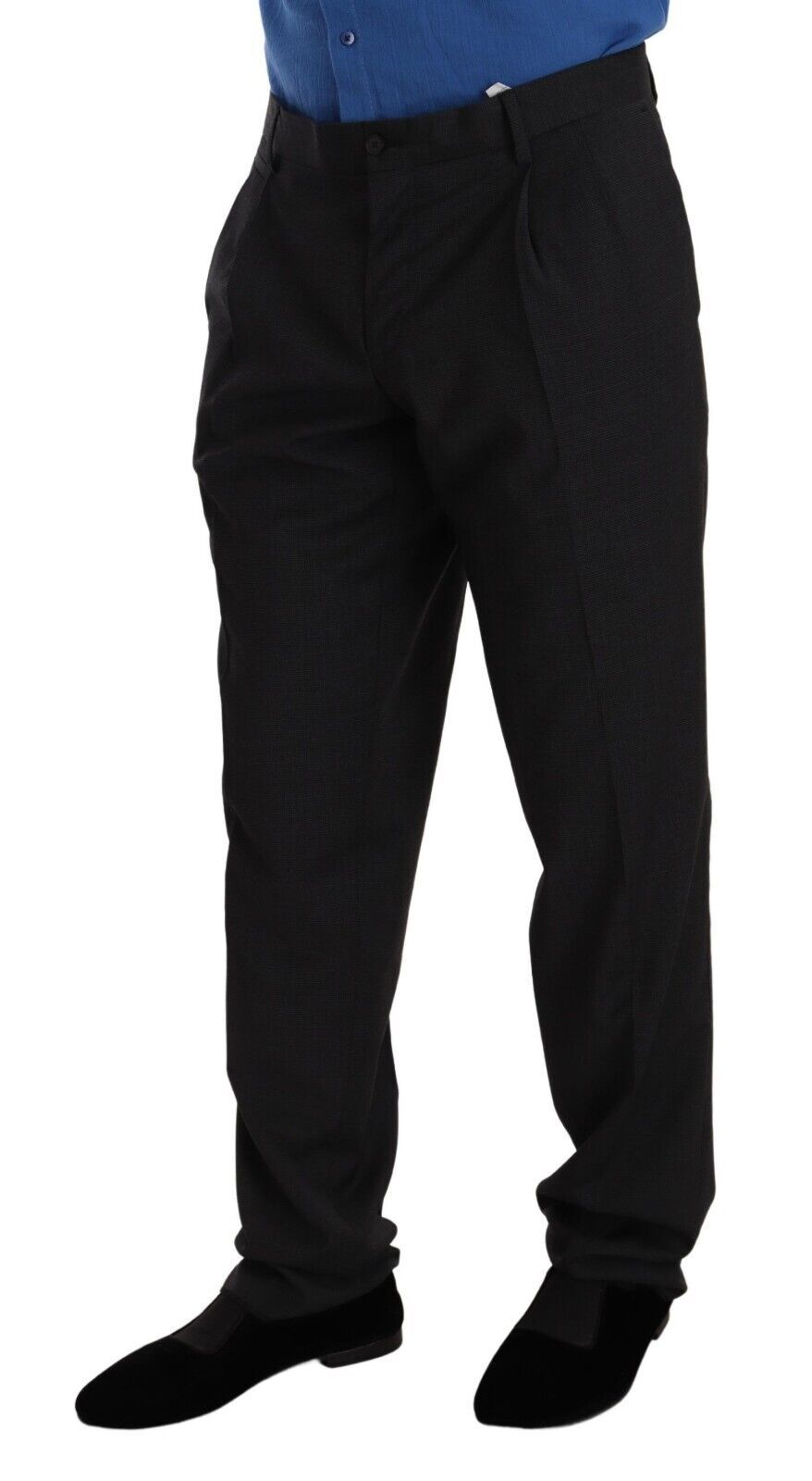 Mannequin wearing black dress pants and black shoes