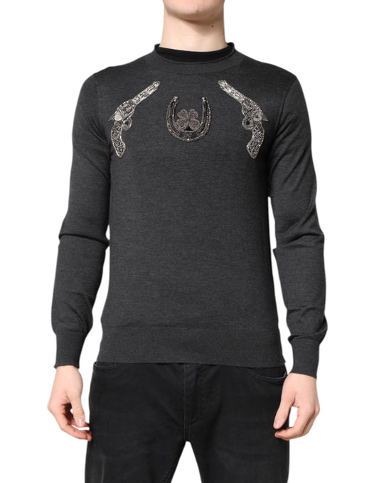 Long sleeve shirt with embroidered design on chest