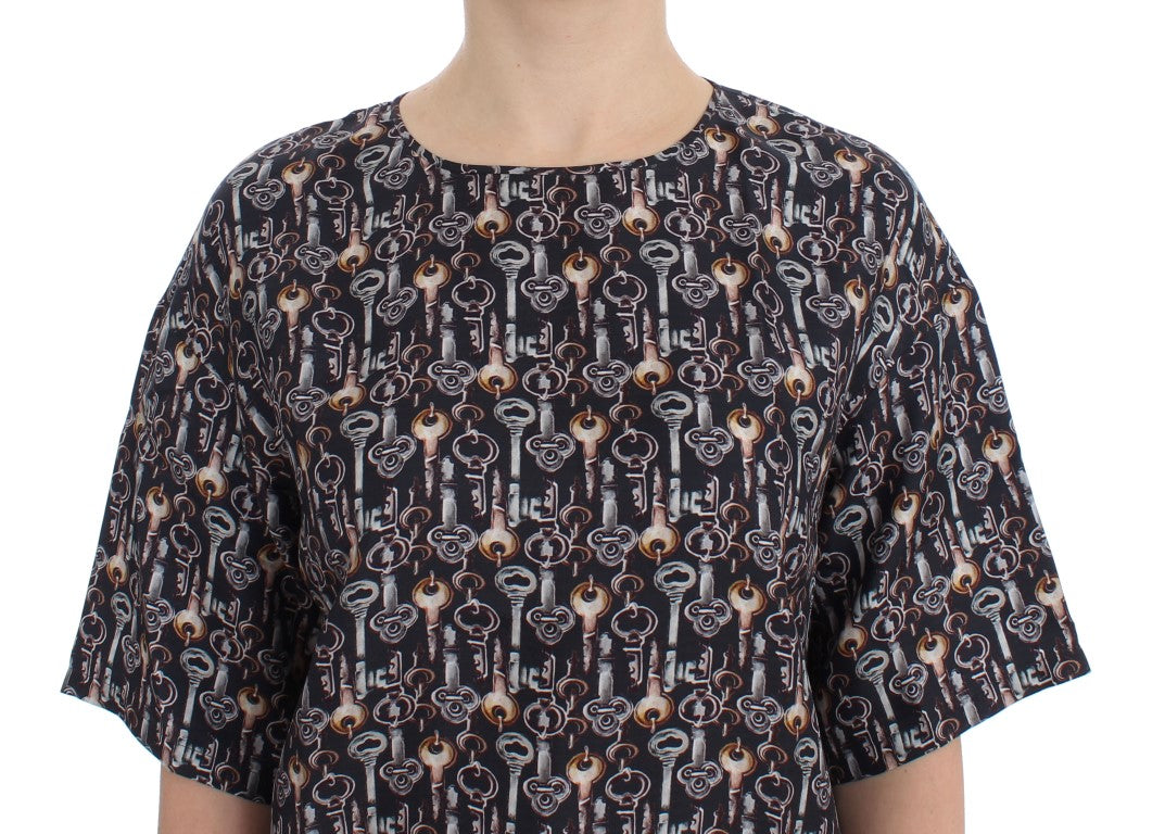 Black shirt with patterned design on front