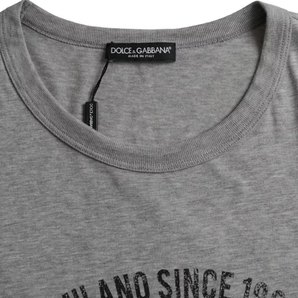Grey cotton t-shirt with embroidered logo