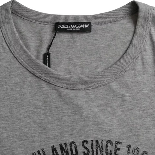 Grey cotton t-shirt with embroidered logo