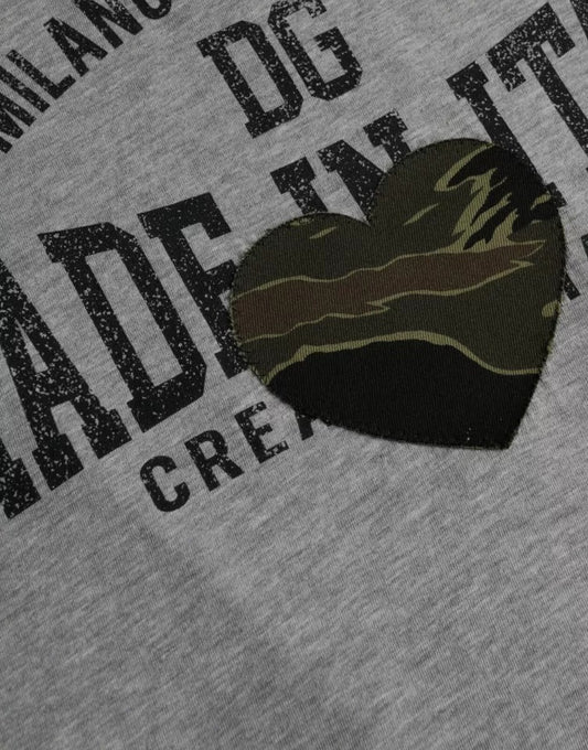Heart shaped patch on gray fabric