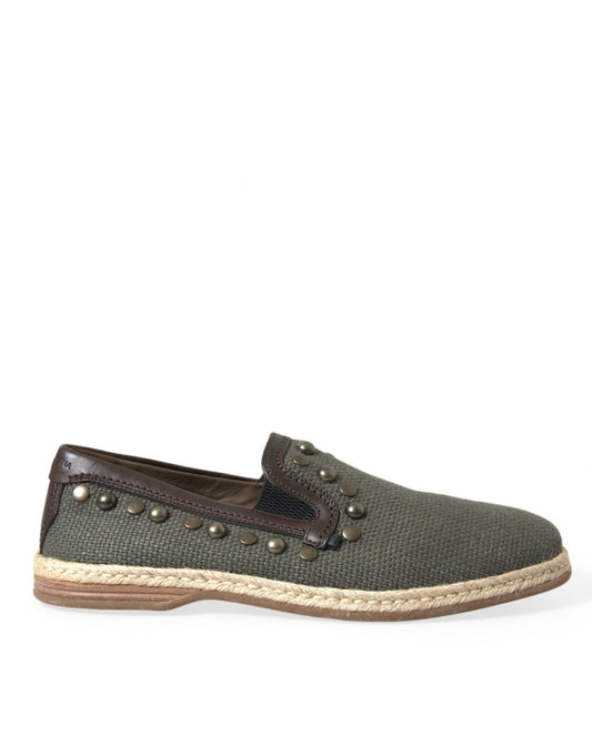 Brown and tan suede shoe with embroidered details