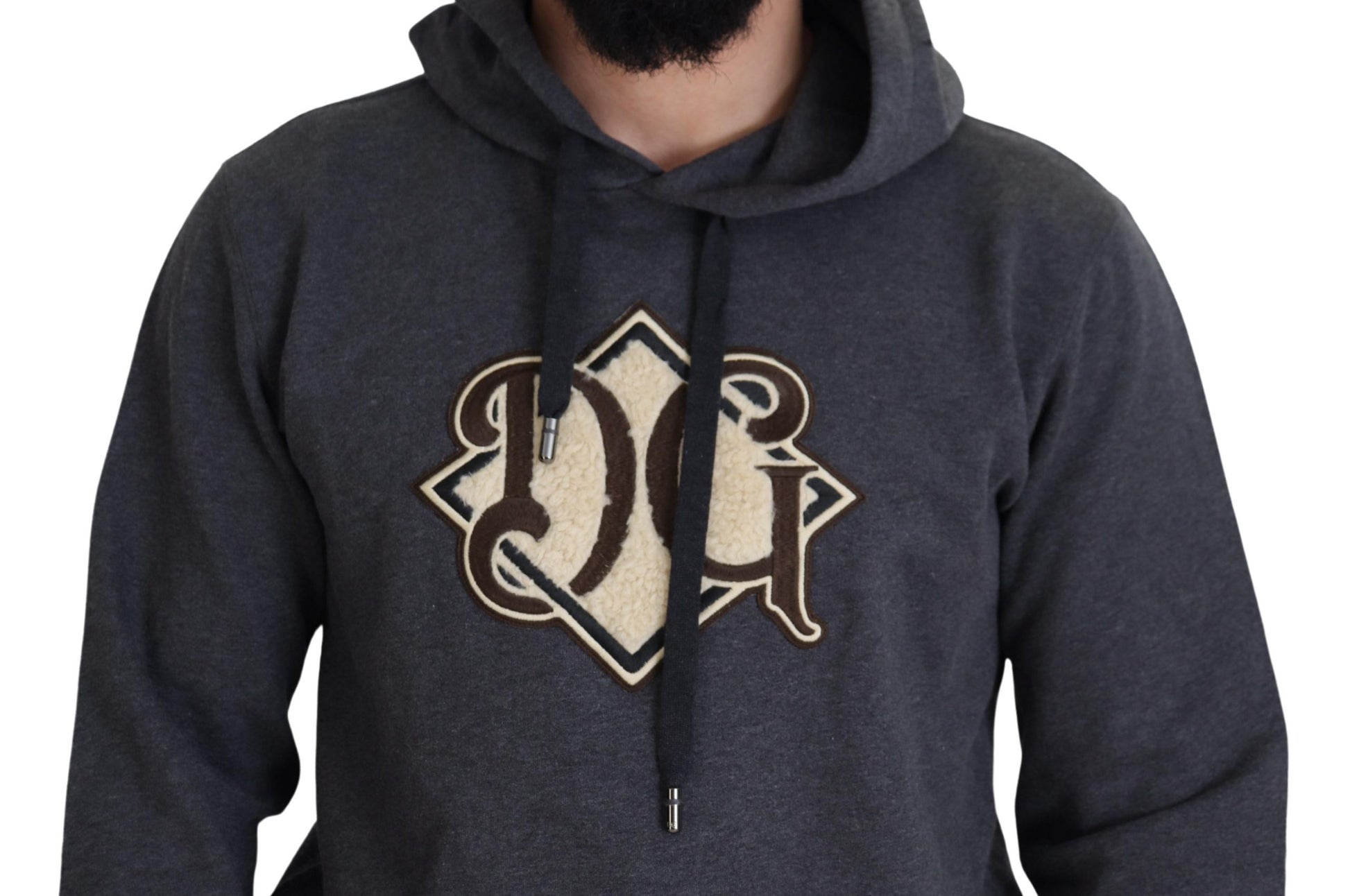 Grey hoodie with emblem on front