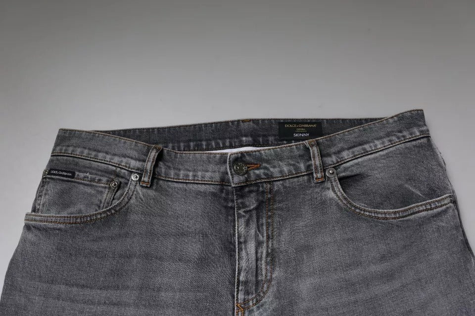Pair of blue denim jeans on display