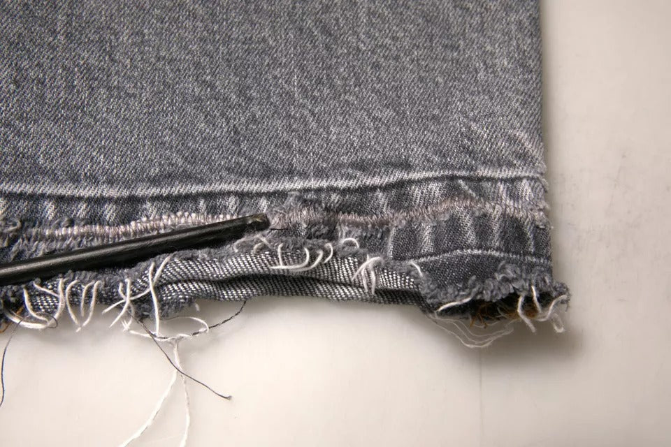 Denim jeans with rips and tears
