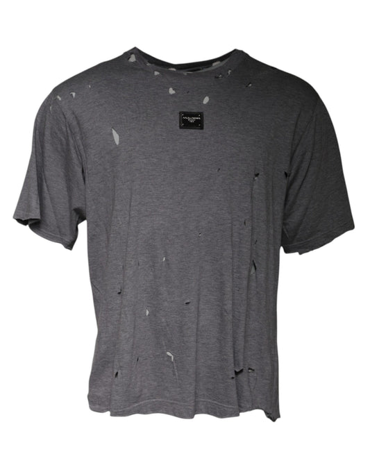 Grey t-shirt with holes in front