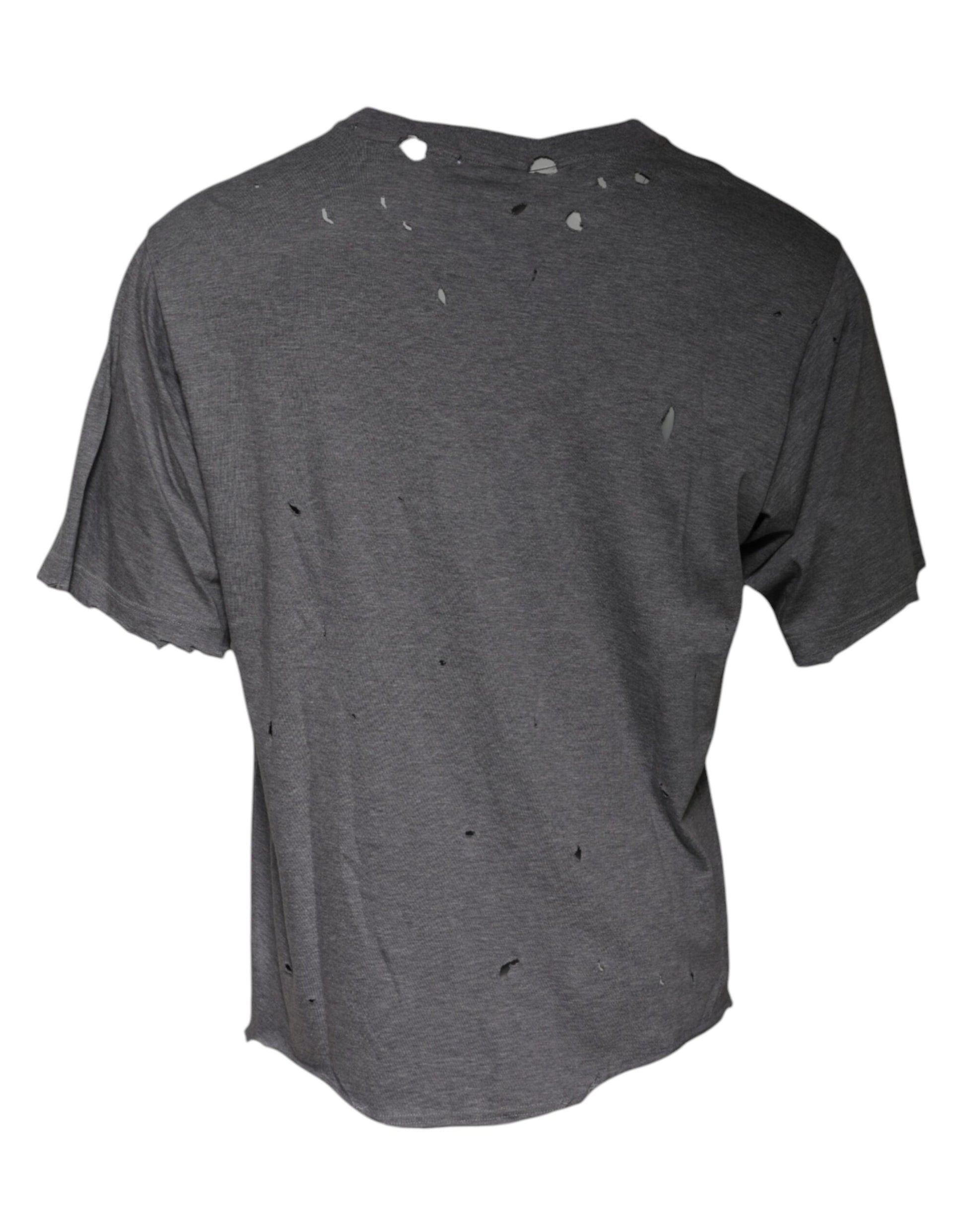 Grey t-shirt with holes in front