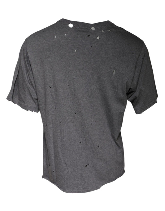 Grey t-shirt with holes in front