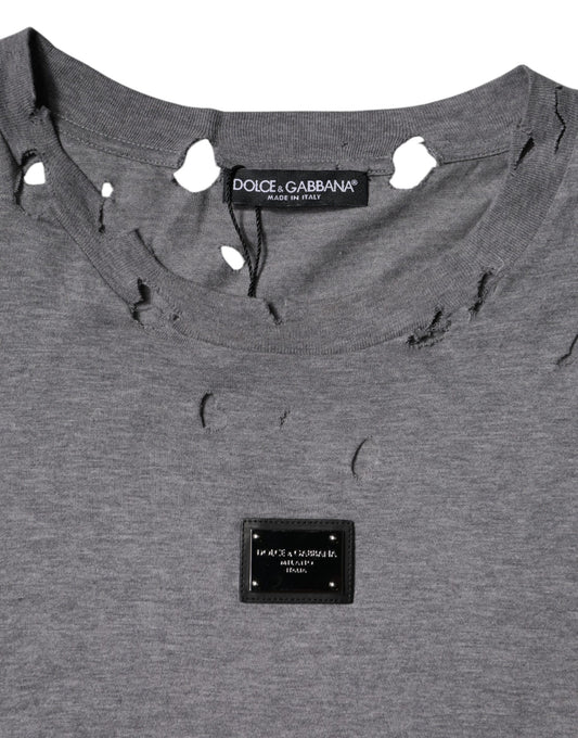 Grey shirt with holes in front