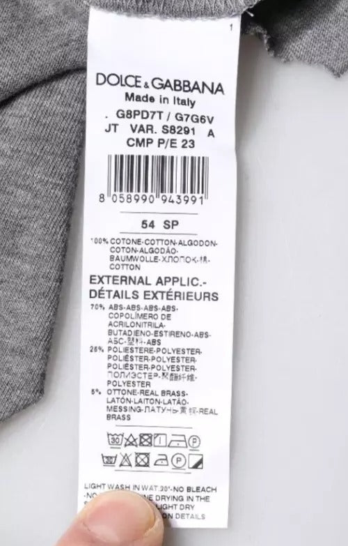 Tag on a garment indicating brand and care instructions
