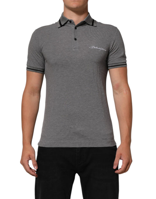 Men's polo shirt in gray with black trim