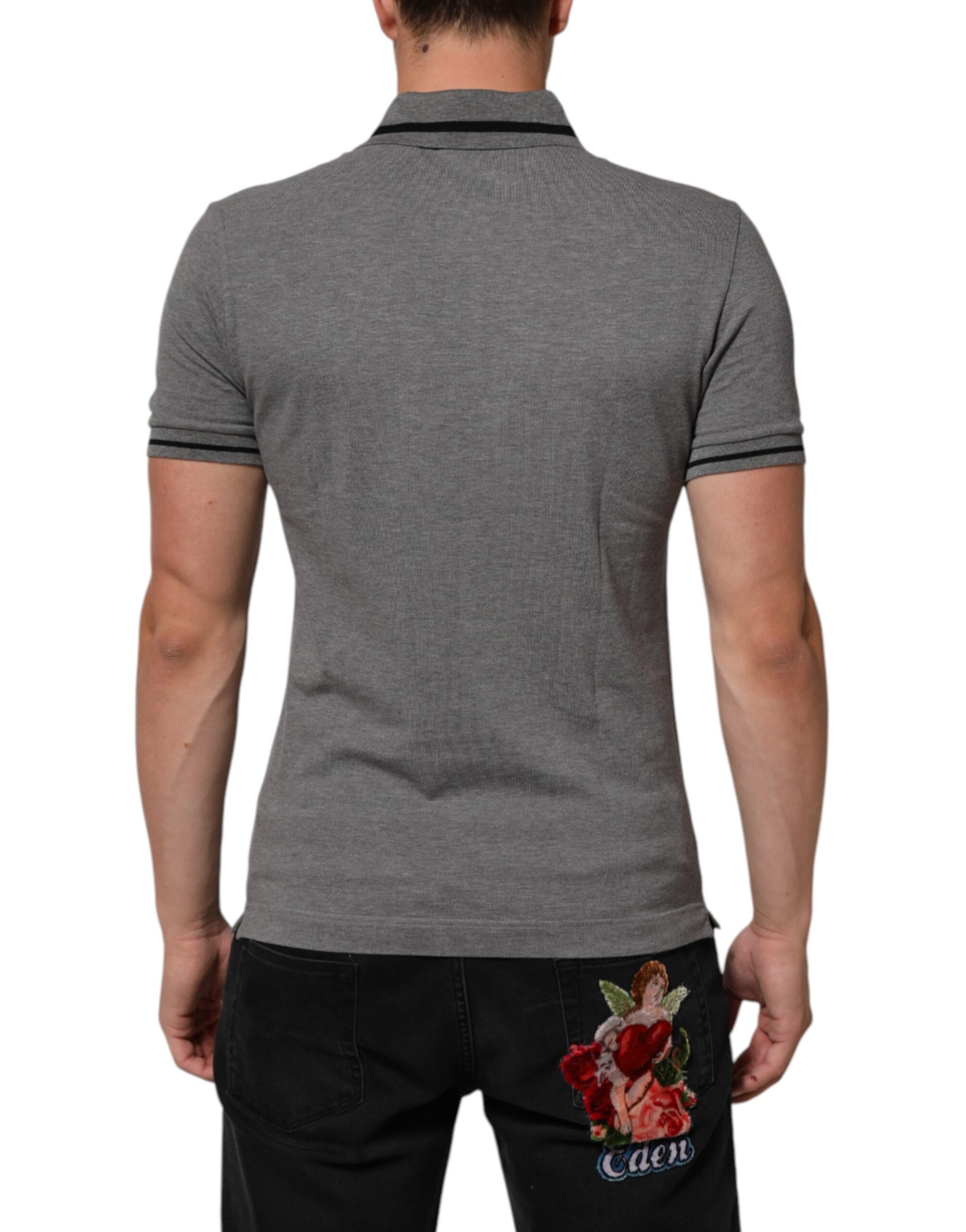 Men's polo shirt with embroidered logo on back