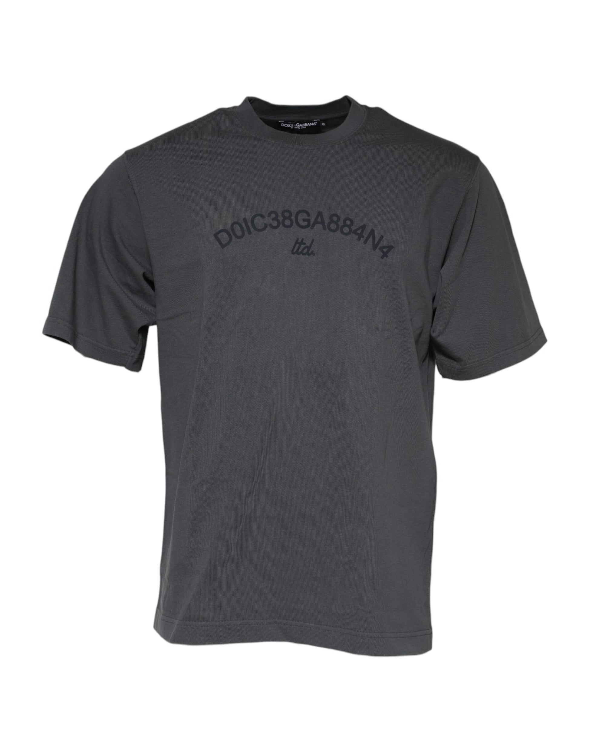 Grey short sleeve t-shirt with white lettering