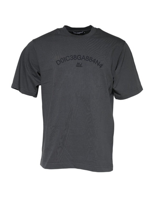 Grey short sleeve t-shirt with white lettering