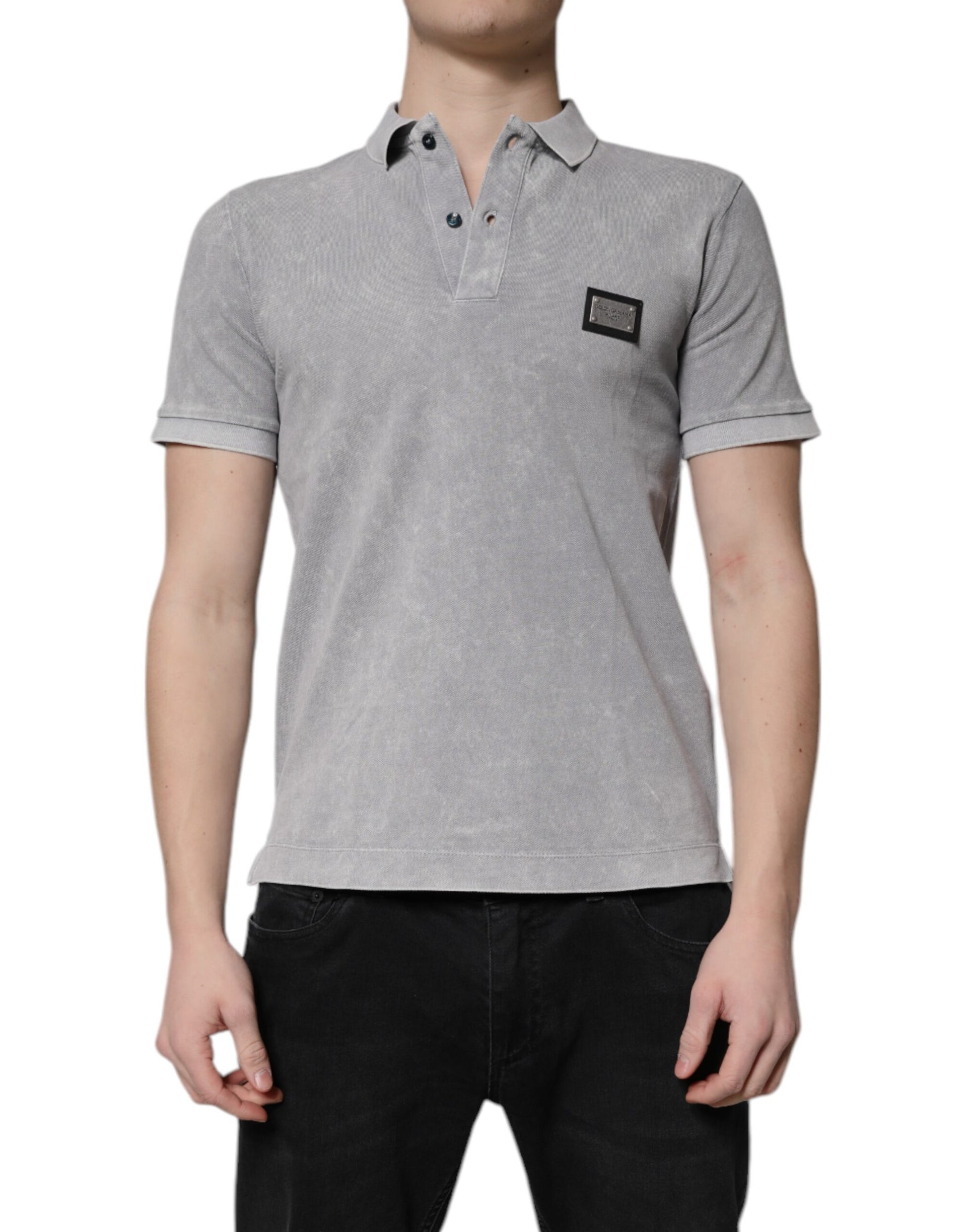 Men's short sleeve polo shirt in heather gray