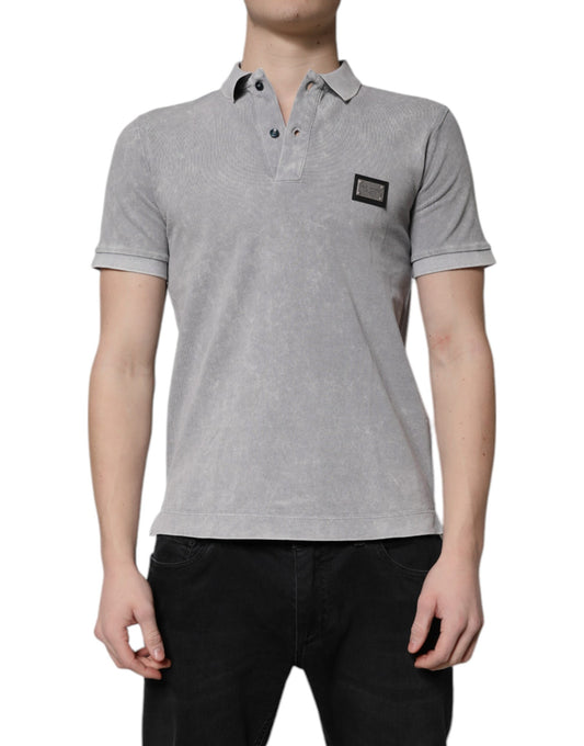 Men's short sleeve polo shirt in heather gray