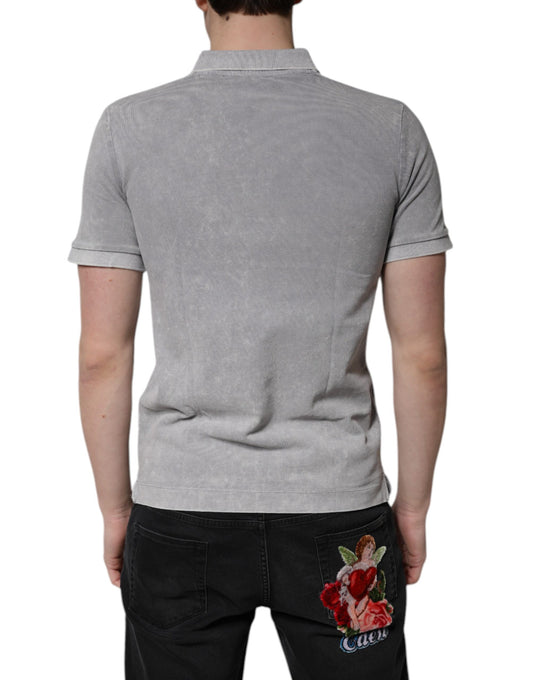 Men's short sleeve polo shirt in heather gray