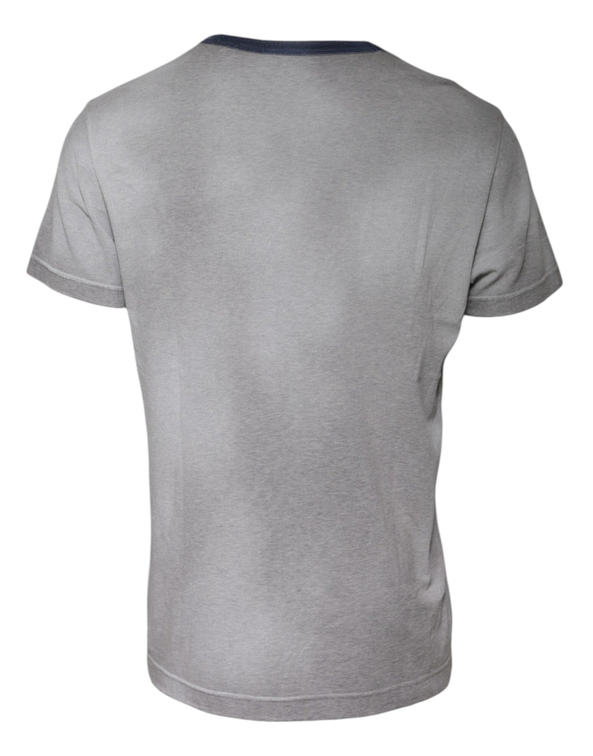 Grey short sleeve t-shirt on a hanger