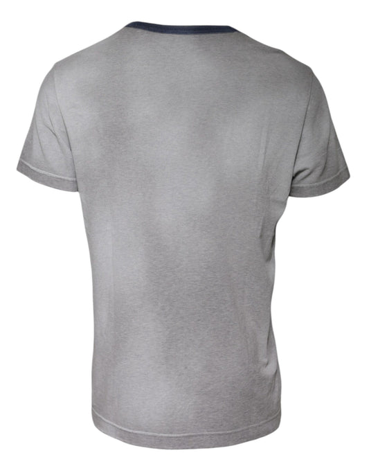 Grey short sleeve t-shirt on a hanger