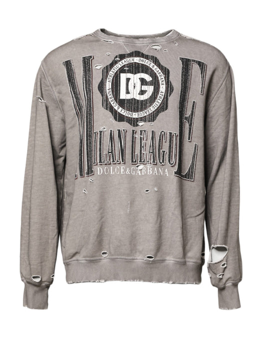 Grey sweatshirt with distressed lettering