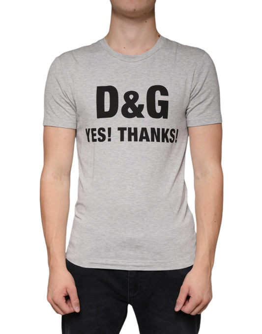 Grey t-shirt with black lettering