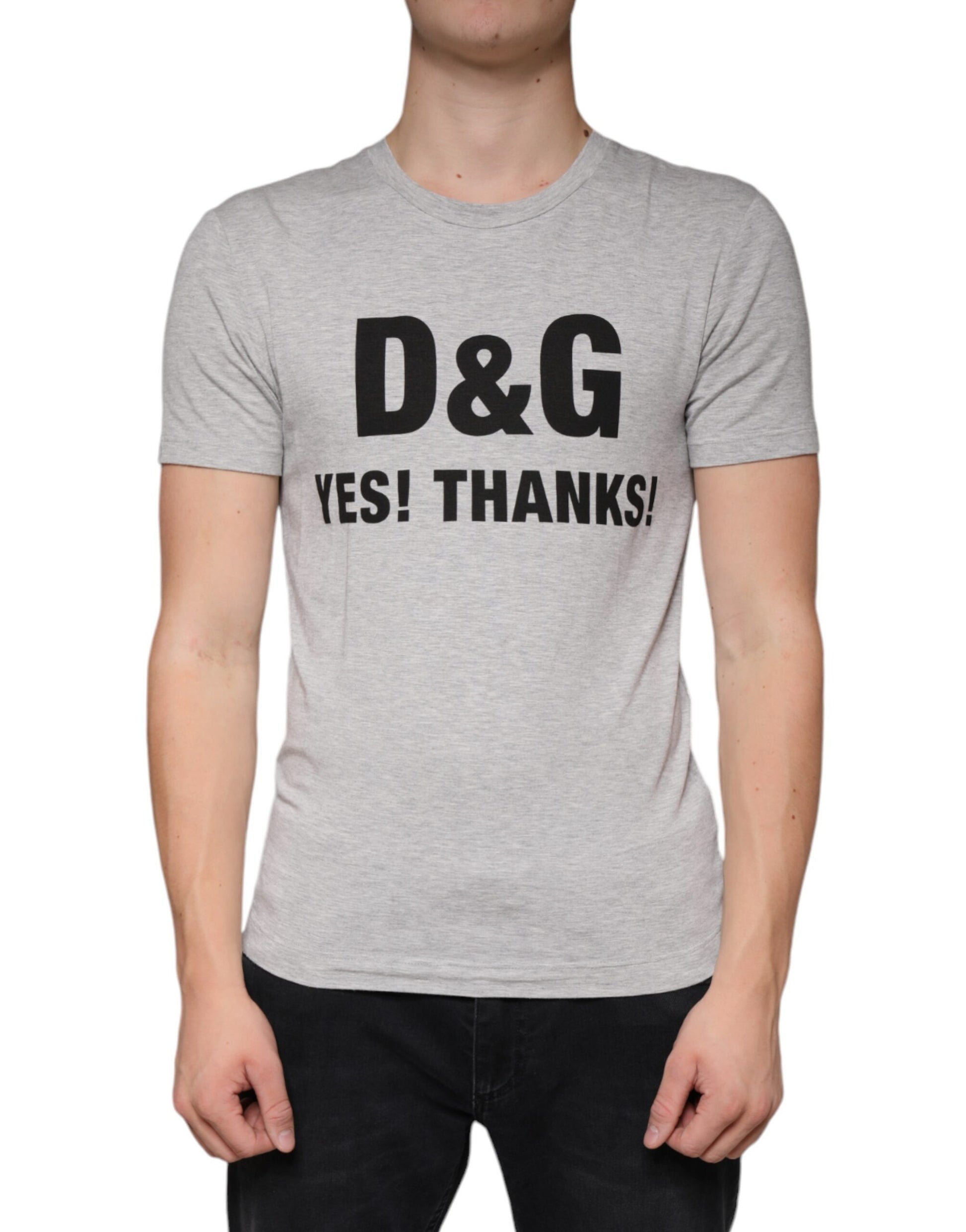 Grey t-shirt with white lettering