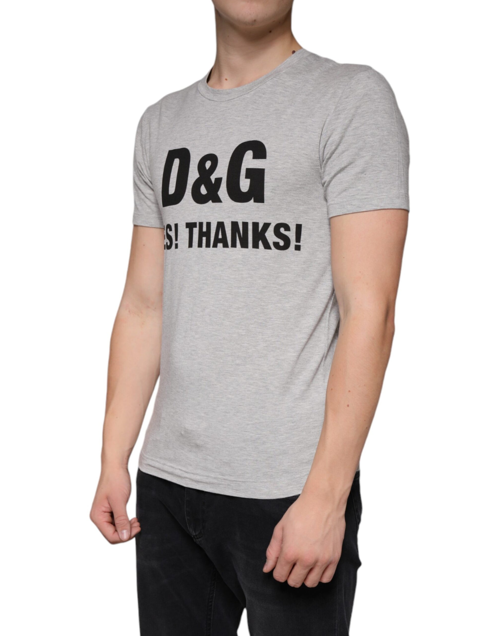 Grey t-shirt with white lettering
