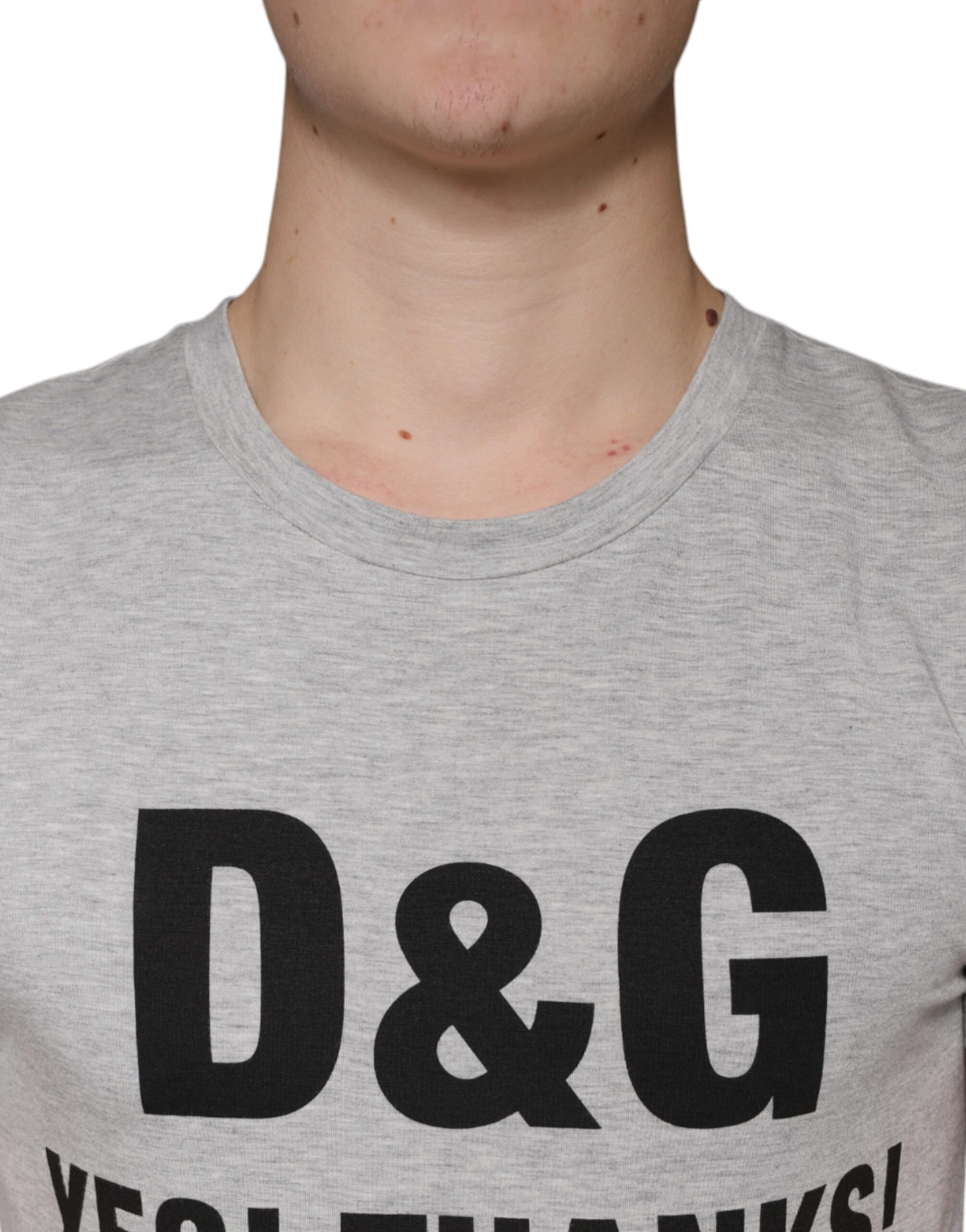 Grey t-shirt with black lettering